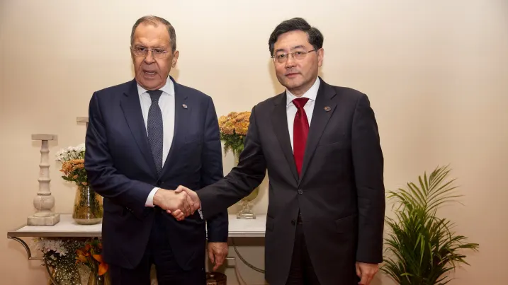 Chinese Foreign Minister Qin Gang meets with his Russian counterpart Sergei Lavrov on the sidelines of the Group of 20.