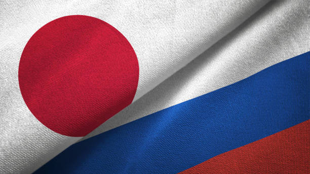 Russia And Japan Two Flags Together Realations Textile Cloth Fabric Texture  Stock Photo - Download Image Now - iStock