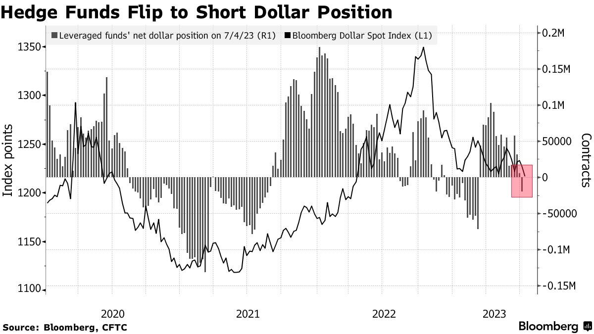 Hedge Funds Flip to Short Dollar Position