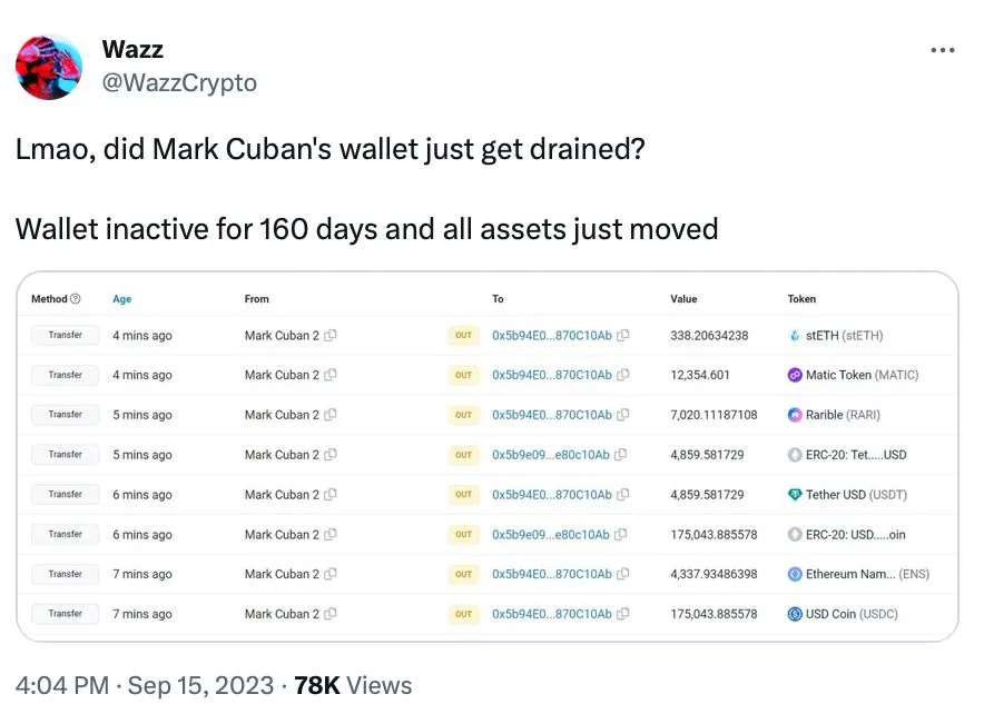 Mark Cuban Loses $870,000 In Wallet Hack