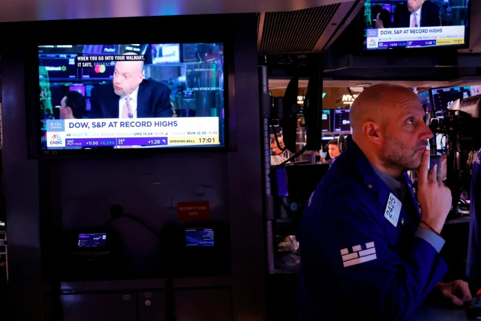 Traders on the floor of the New York Stock Exchange this month