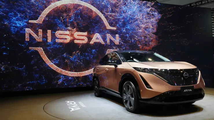 A Nissan Ariya electric car is on display during 2020 Beijing International Automotive Exhibition (Auto China 2020) at China International Exhibition Center on September 27, 2020 in Beijing, China.