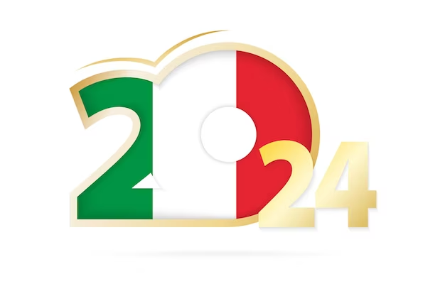 Premium Vector | Year 2024 with italy flag pattern