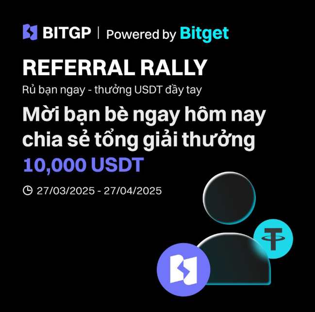 Referral Rally cùng BITGP – Mời bạn bè, nhận thưởng đến 15 USDT mỗi lượt!